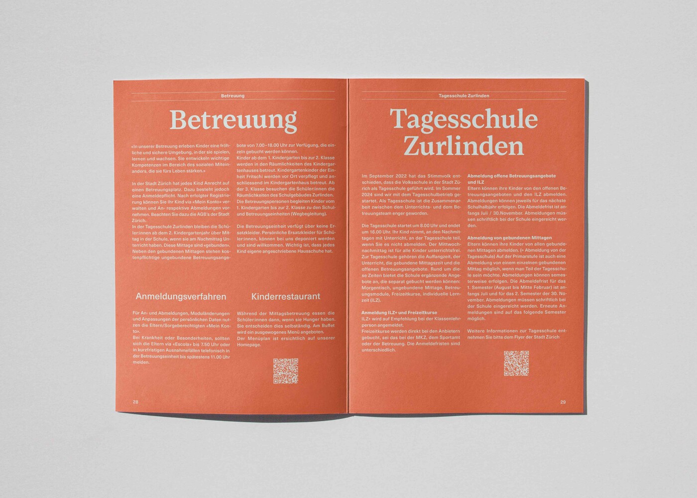 Broschüre für die Schule Zurlinden