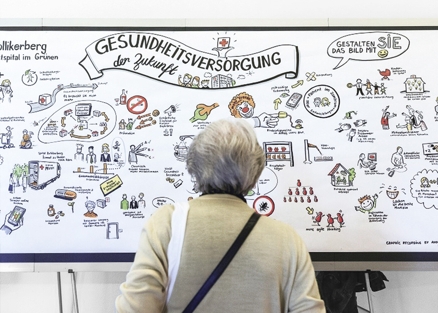 Live-Zeichnung am Tag der offenen Tür für das Spital Zollikerberg