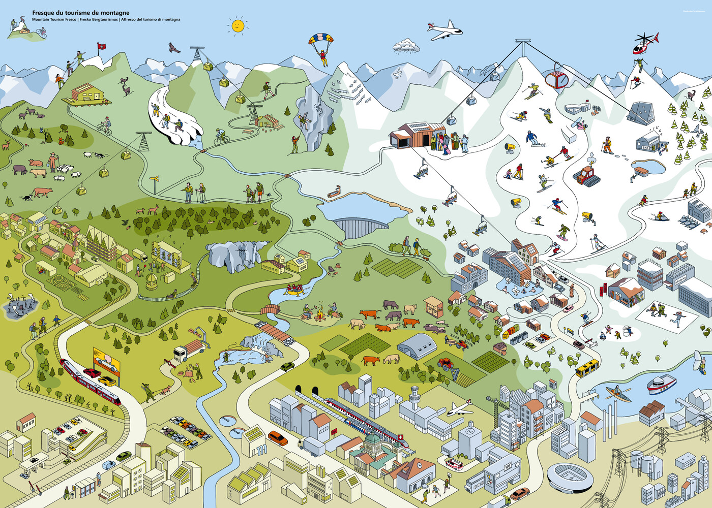 Mountain Tourism Fresco