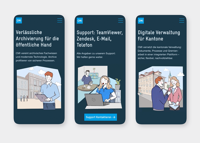 Website mit Illustrationen